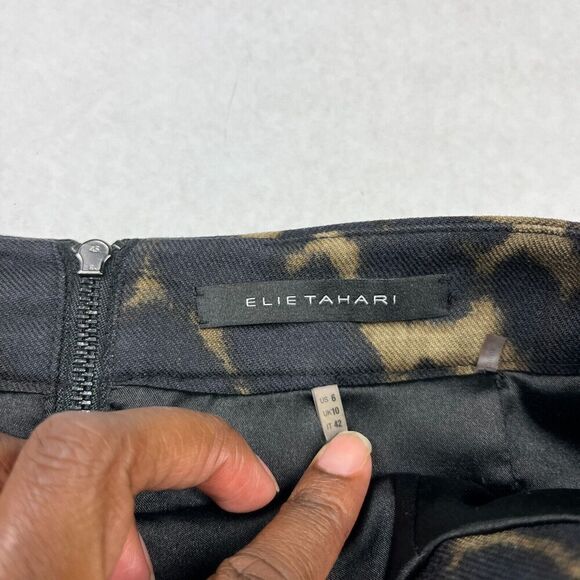 Elie Tahari Wool Blend Pencil Skirt Cheetah Print Knee Length Back Zip Size 6 - Picture 7 of 11